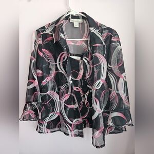 Dressbarn Black and Pink Sheer Blouse